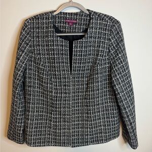 Jessica London Black and White Women's Tweed Blazer/Jacket